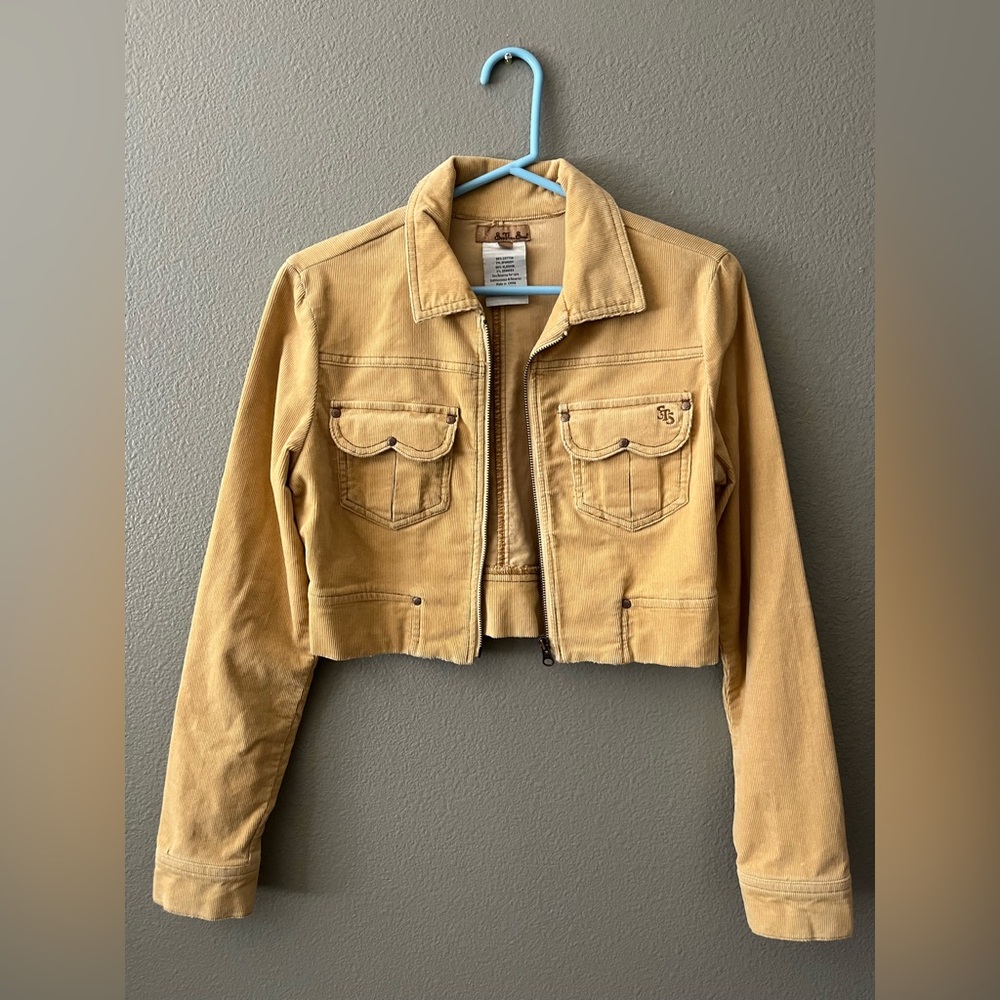 Yellow cropped corduroy jacket